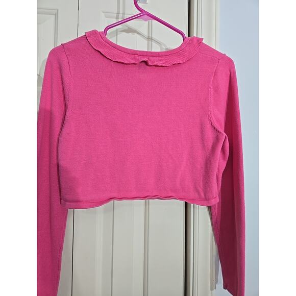 Crop Cardigan In Pink Girls XL Button Closure Knitted Shrug Sweater Top - Picture 2 of 6